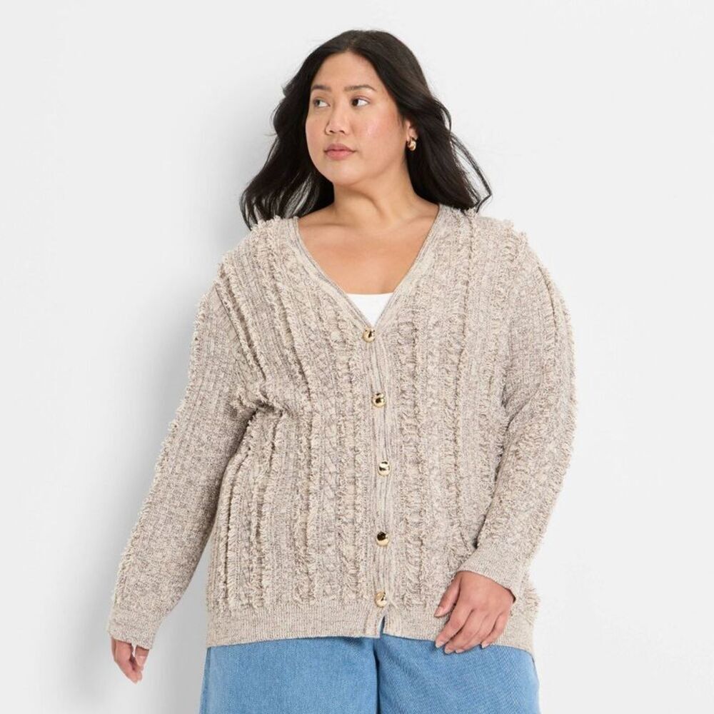 Women's Relaxed Cardigan Sweater - Future Collective Gray 2X